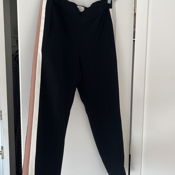 Wilfred Darontal Stripe Pants Black with White/Beige Detail Size 8 - Picture 4 of 9